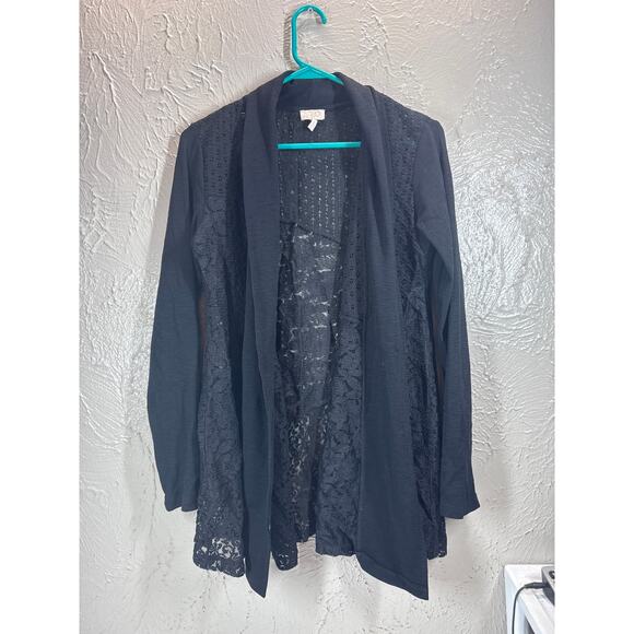 LOGO Lavish Open Front Floral Lace Cardigan Womens Size Small - Picture 1 of 4